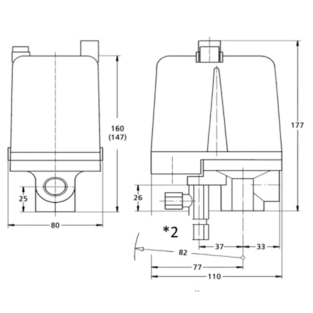 Pressostato Condor MDR-5/11-K 2-11 bar G 1/2" 212942 con interruttore on-off