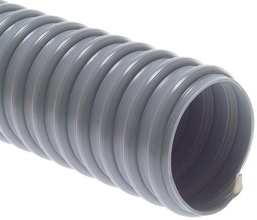 Tubo di aspirazione leggero, PVC Superflex grigio, 38 mm