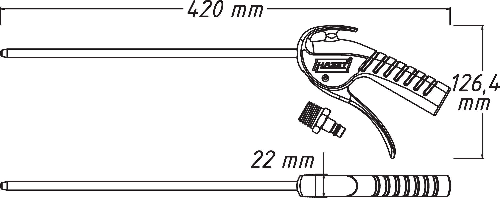 HAZET Pistola di soffiaggio - 300 mm 9040P-2