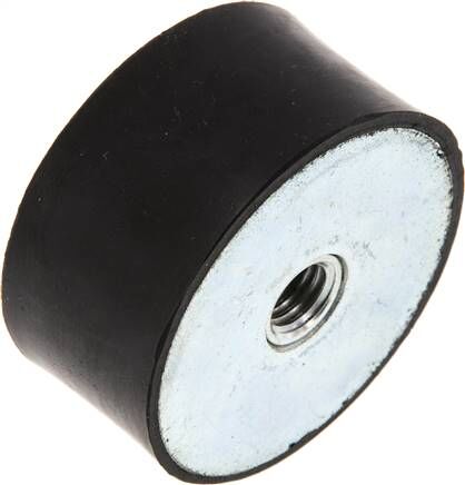 Tampon caoutchouc en acier ou inox de type A cylindrique avec filetage des  deux côtés