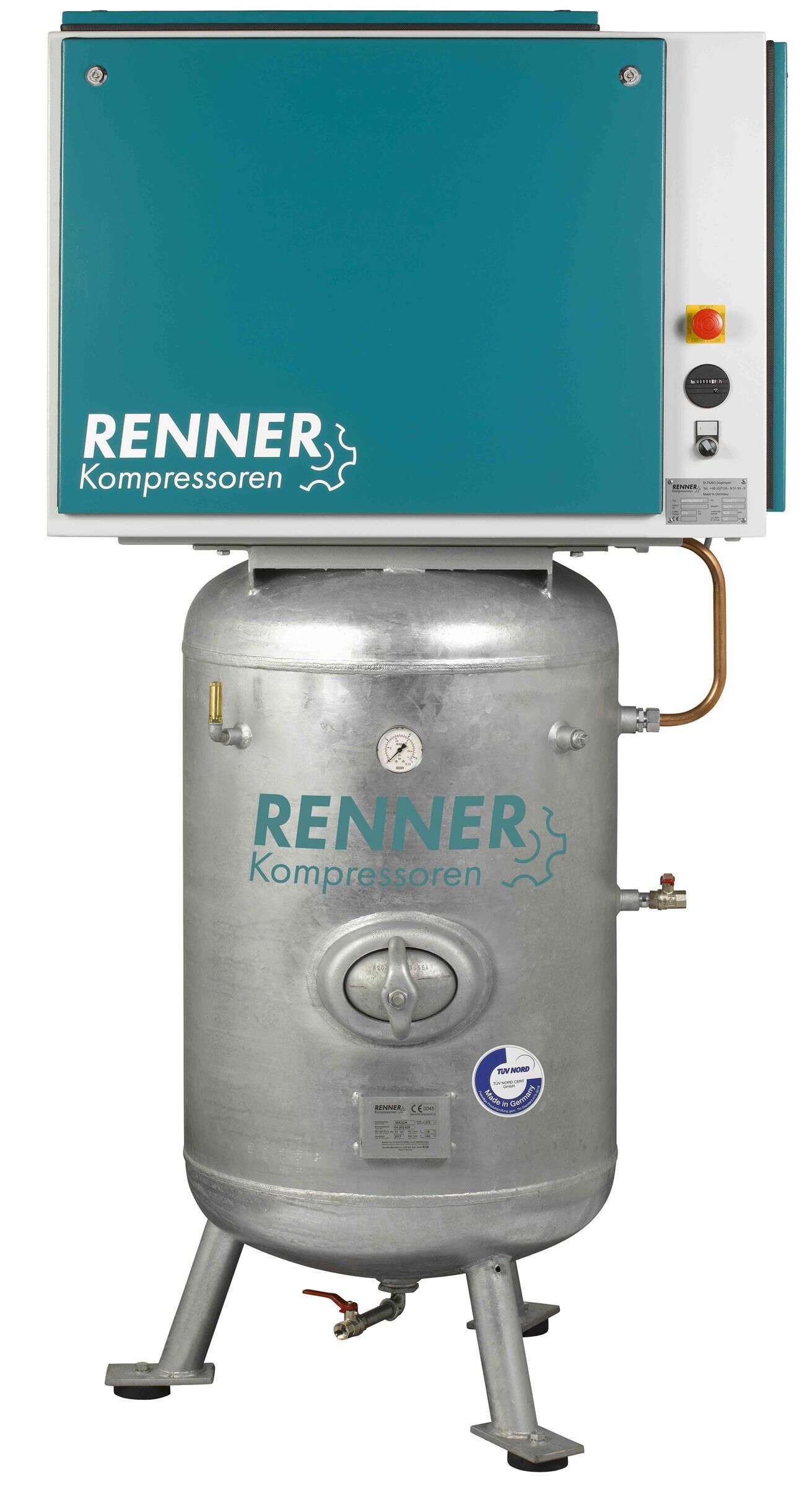 RENNER RIKO H 700/270 ST-S Industrie-Kolbenkompressor 15 bar - Behälter, Schalldämmhaube