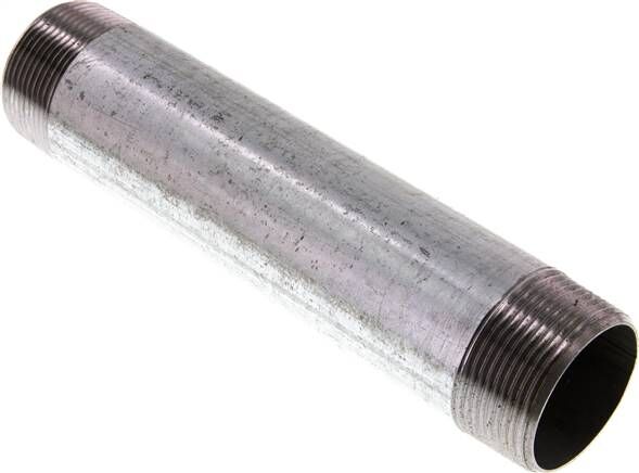 Nipplo doppio per tubi R 1-1/2"-200mm, tubo in acciaio ST 37 zincato
