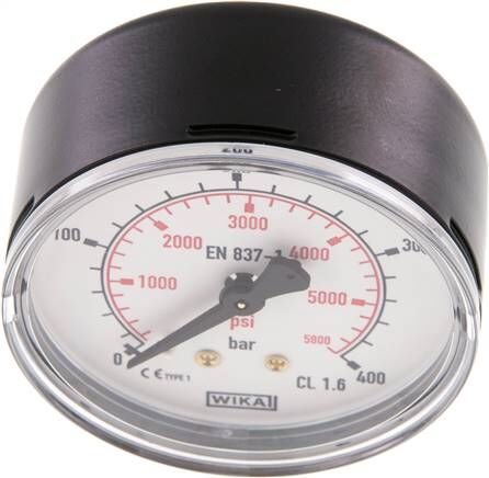 Manometer waagerecht (ST/Ms), 63mm, 0 - 400 bar, G 1/4"