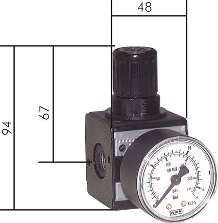 Regolatore di pressione di precisione MULTIFIX, bloccabile, G 1/4" 0,5 - 16bar
