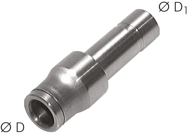 Riduzione nipp. a innesto da 12 mm. x tubo da 8 mm, serie in acciaio inox