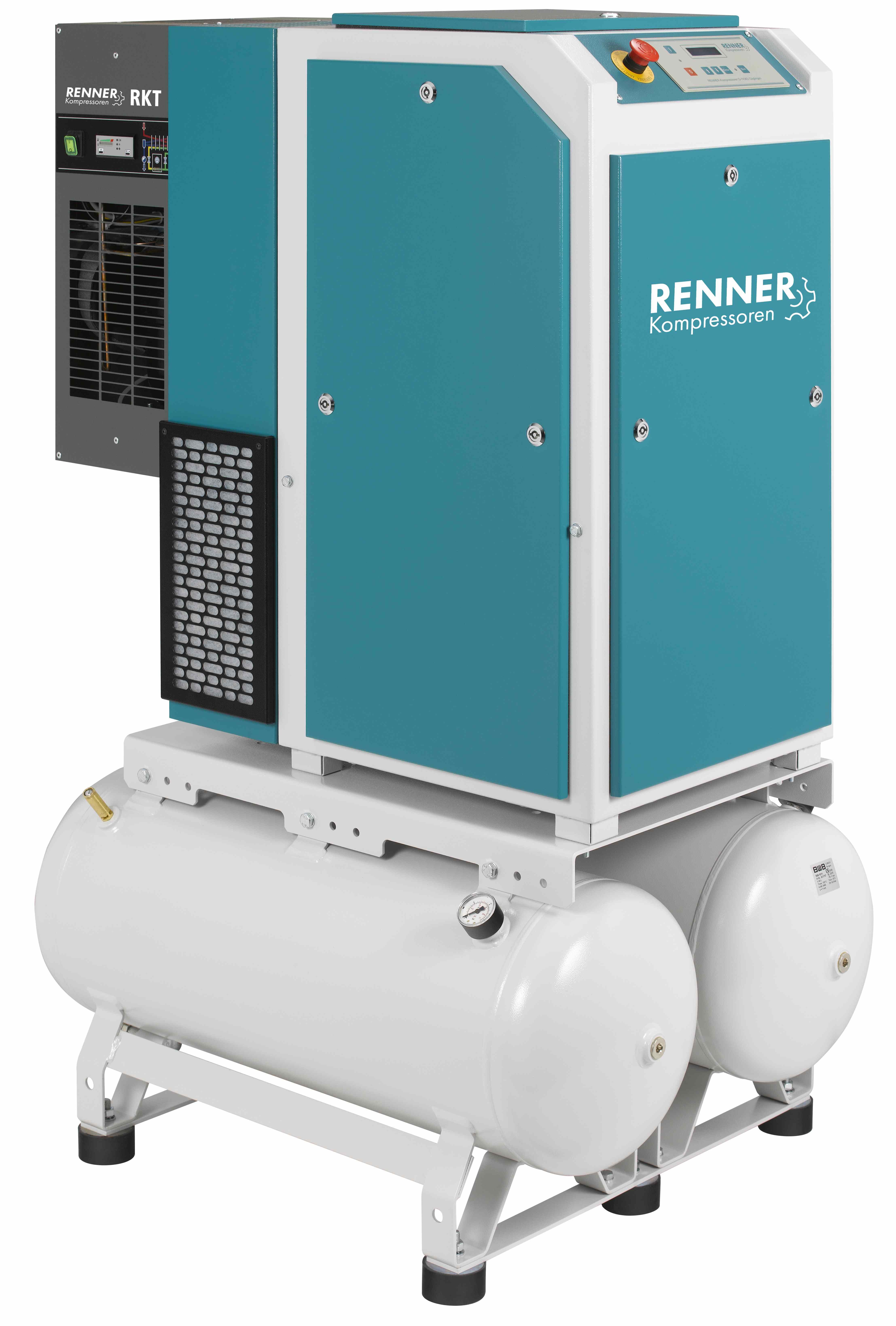 RENNER-Kompressor RSDKF-PRO 7,5 2x90L Behälter inkl. Kältetrockner - frequenzgeregelte Schraube