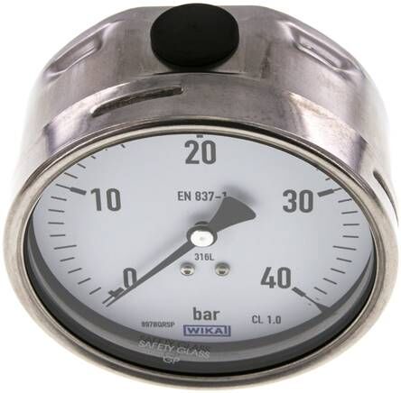 Chemie-Manometer waagerecht, 100mm, 0 - 40 bar