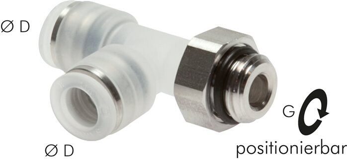 Connettore LE push-in R 3/8"-12mm, IQS-PP, polipropilene con filettatura in acciaio inox