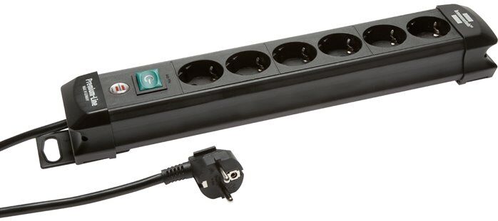 Multipresa (per interni), bianca, premium con interruttore luminoso, 8 prese Schuko