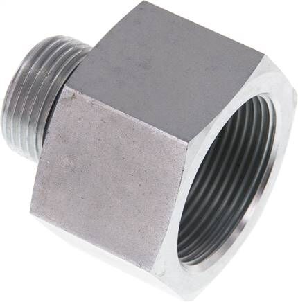 Riduttore idraulico G 1"(maschio)-G 1-1/2"(femmina), acciaio zincato, guarnizione in elastomero