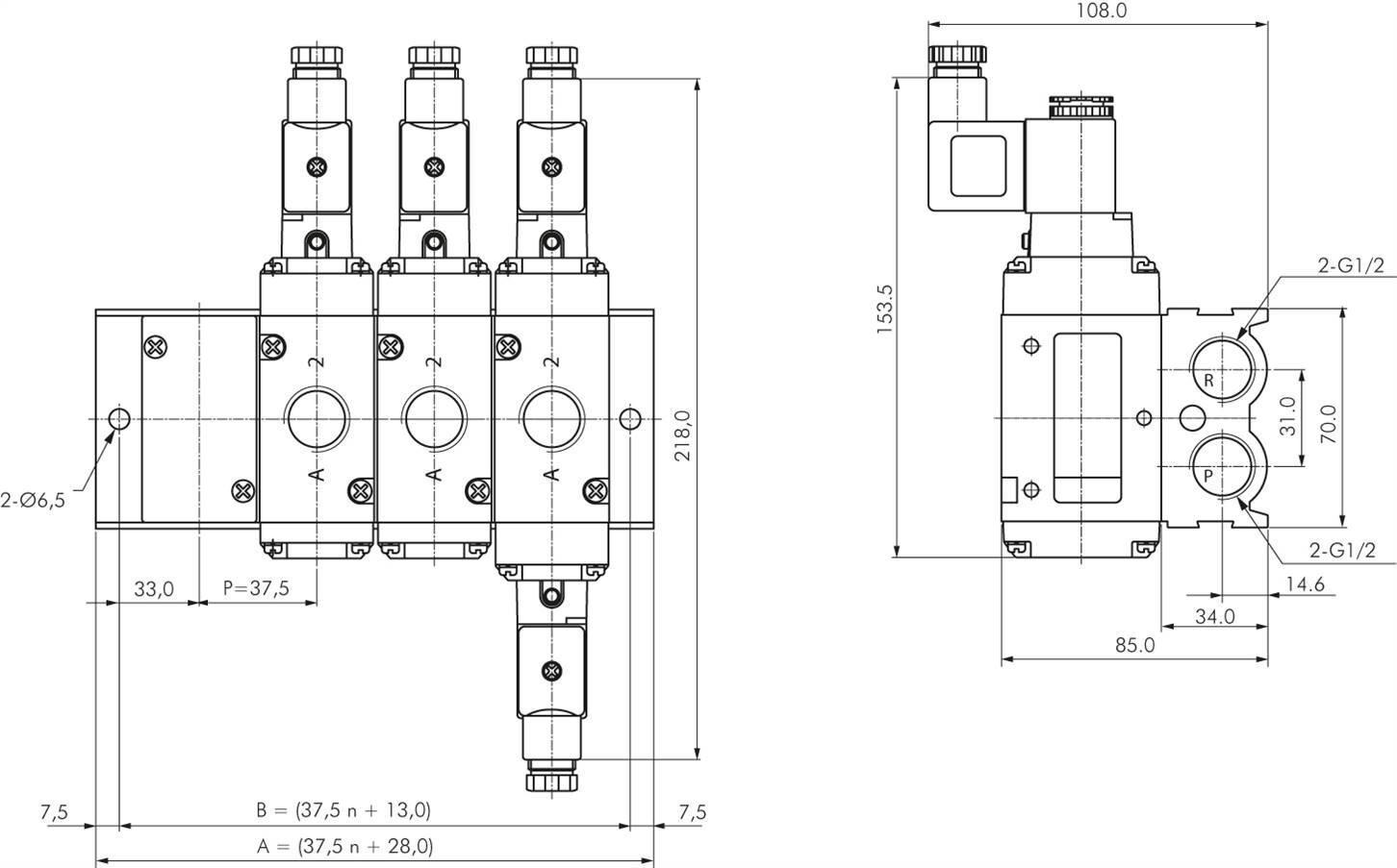 Striscia di serie (2 pieghe) per SF6000 (3/2 vie)