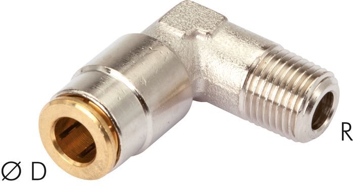 Raccordo a innesto rapido a L ad alta pressione M 8x1 (conico)-6 mm (fisso)