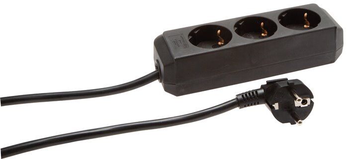 Multipresa (per interni), nera, standard senza interruttore, 6 prese Schuko