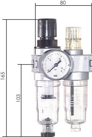 Unità di manutenzione MULTIFIX (0), 2 pezzi, G 1/8", 0,5 - 10 bar, scarico automatico della condensa (chiuso senza pressione)