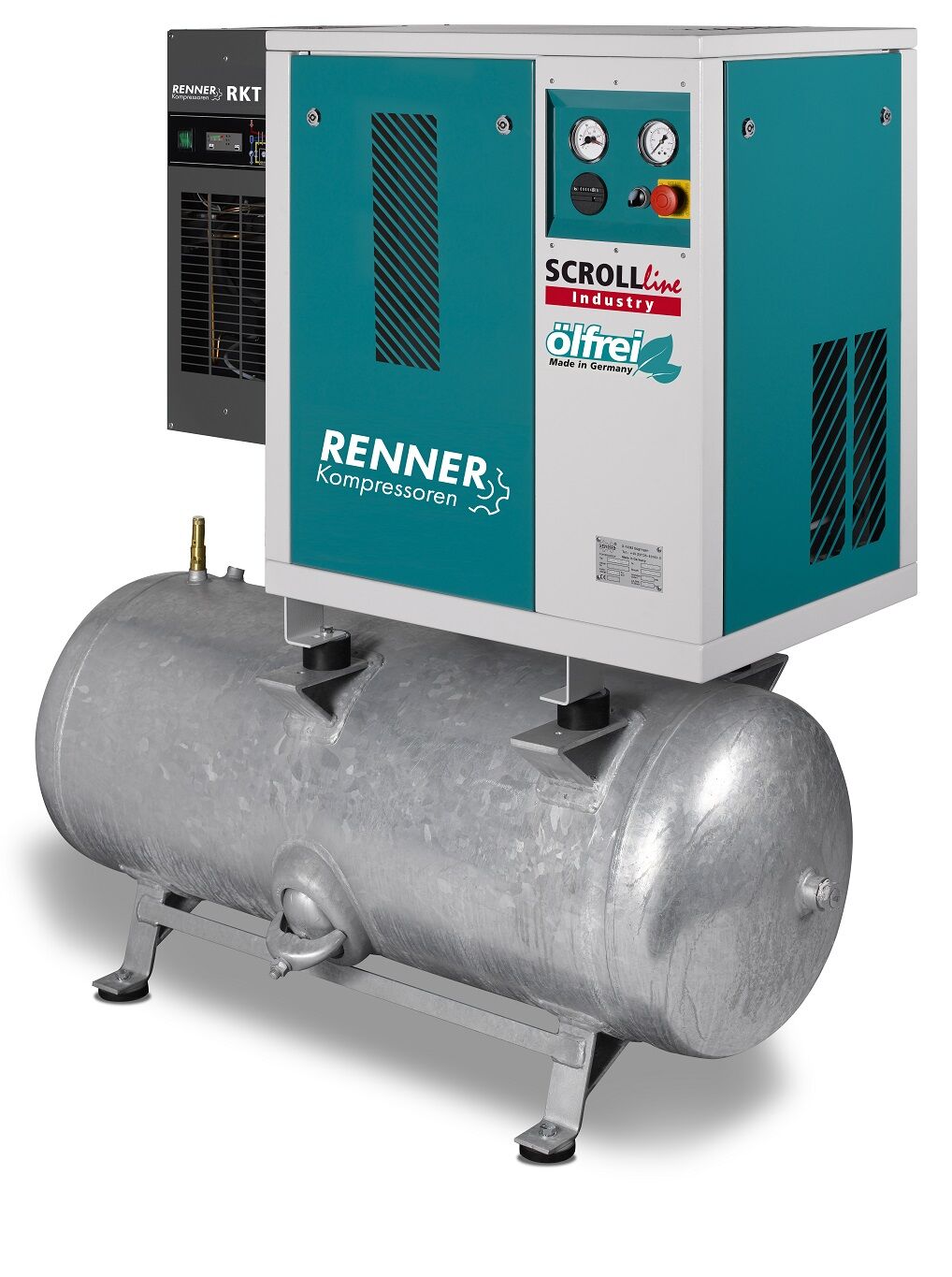 RENNER-Scrollkompr. Industry ölfrei - SLDK-I 3,7 auf 250 Liter Druckbehälter mit Kältetrockner