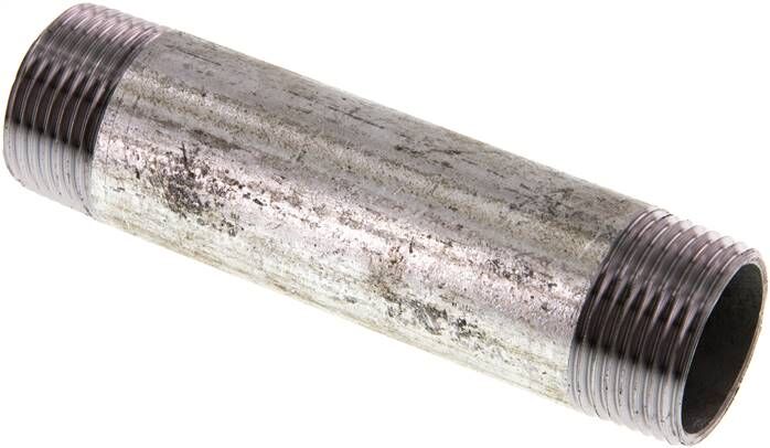 Nipplo doppio per tubi R 1"-120mm, tubo in acciaio ST 37 zincato