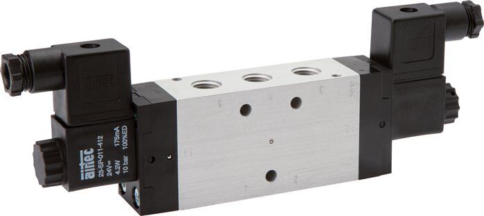 elettrovalvola a 5/3 vie, G 1/8", posizione centrale esaurita, 230 V AC, NW 6, 3-8bar
