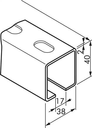 Binario di montaggio MS 38/40, 2 m, acciaio inox A4
