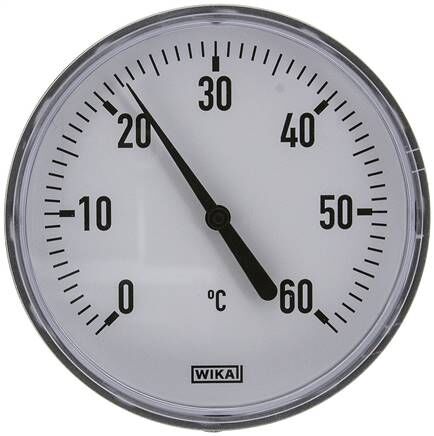 Bimetallthermometer, waagerecht D100/0 bis +60°C/40mm, Kunststoffgehäuse