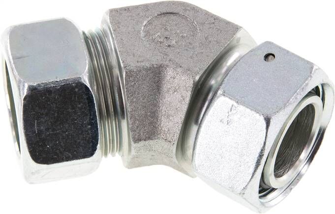 Raccordo ad anello regolabile a 45° 28 L (M36x2), acciaio zincato, con cono di tenuta e O-ring