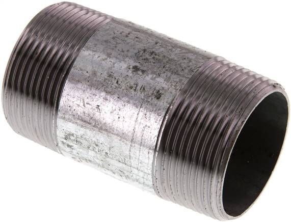 Nipplo doppio per tubi R 1-1/2"-80mm, tubo in acciaio ST 37 zincato
