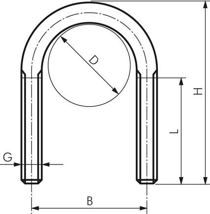 Staffa rotonda in acciaio, M 12, 57 - 60,3 mm, 1.4301