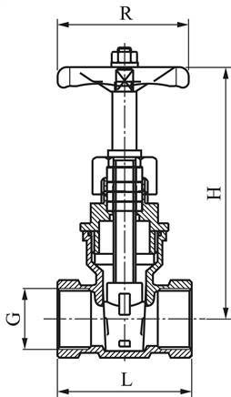 Valvola a saracinesca a manicotto, ottone, G 6", PN 16