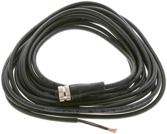 Câble avec connecteur M12 femelle, 5 m, droit, 4 extrémités de câble libres (broche 1 à 4)