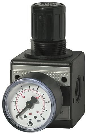 Régulateur de pression -multifix- / G 1/2 / 0,5-10 bar / 5500 l/min / BG 2 / avec manomètre / avec passage continu