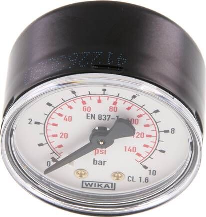 Manometer waagerecht (ST/Ms), 50mm, 0 - 10 bar, G 1/4"