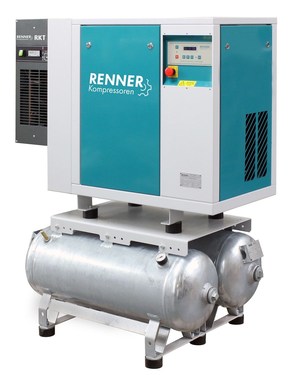 RENNER-Kompressor SLDK-S 5,5 mit Kältetrockner auf 2x90L-Behälter - SuperSilent ölfreier Scroll