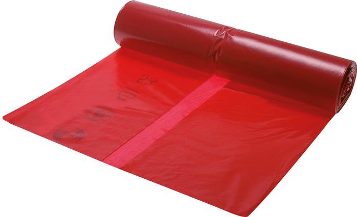 Sacco per rifiuti, 120 litri, rosso, confezione da 25, LD-PE, 40 µm (tipo 60)