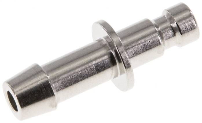 Kupplungsstecker (NW2,7) 5mm Schlauch, Messing vernickelt