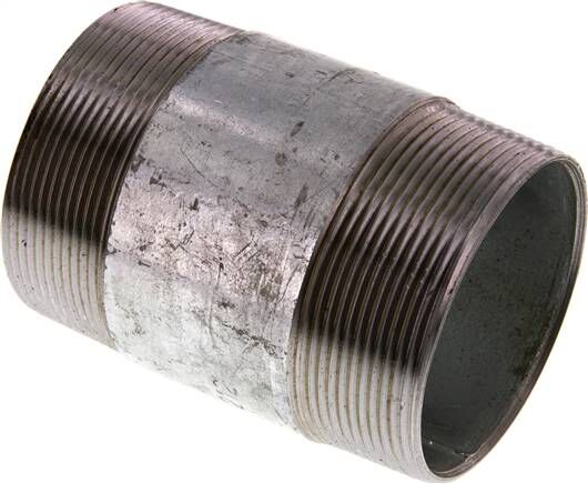Nipplo doppio per tubi R 2-1/2"-100mm, tubo in acciaio ST 37 zincato