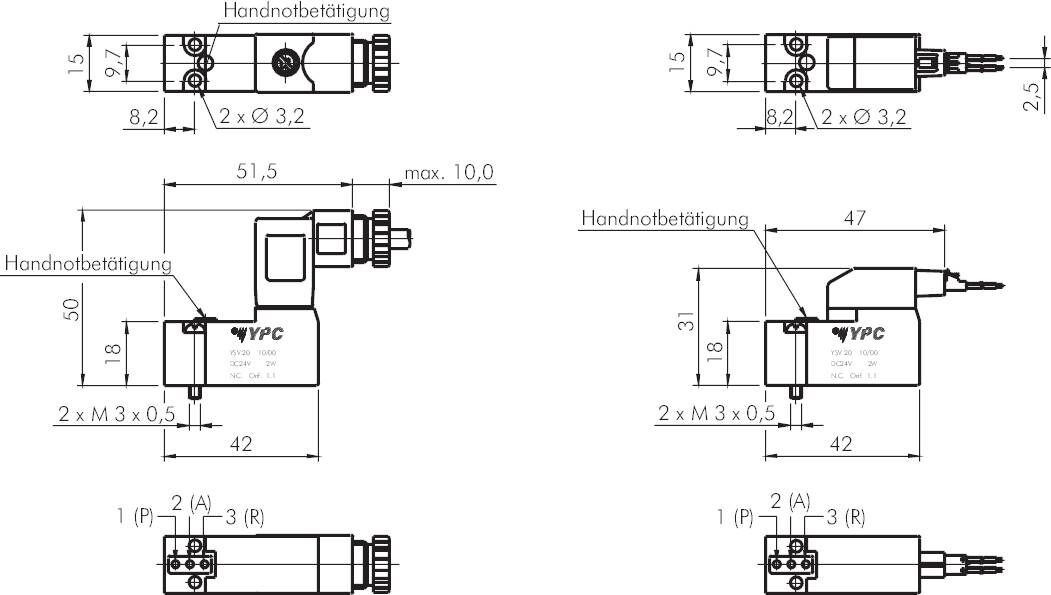 3/2-Wege Magnetventil,Flansch, Federrückstellung (NC), 115 V AC
