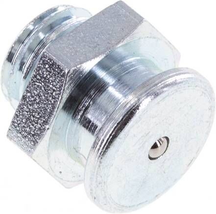 Ingrassatore piatto 16 mm, M 12x1,5, acciaio zincato