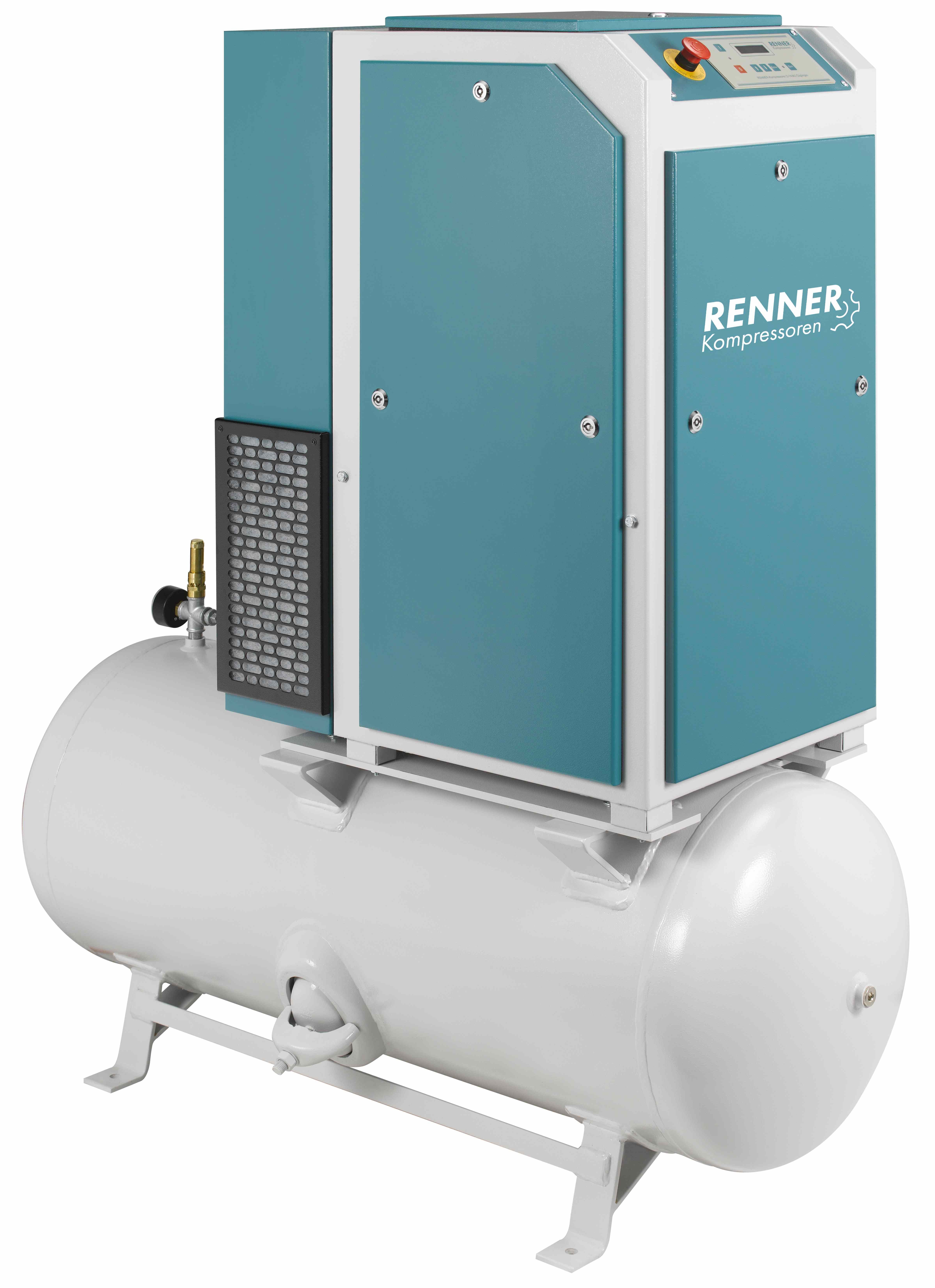 RENNER-Kompressor RSDF-PRO 7,5 auf 250 Liter Behälter- frequenzgeregelter Schraubenkompressor