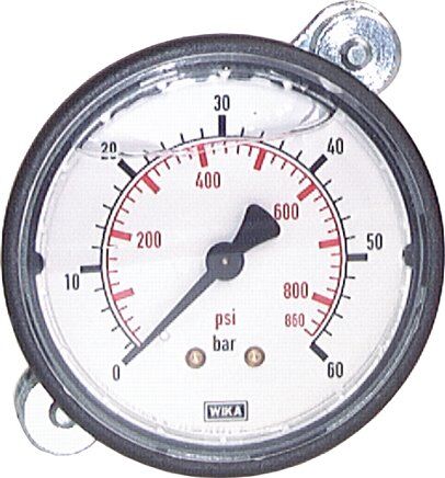 Glycerin-Einbaumanometer, KU-Frontring, 63mm, -1 bis 0,6 bar