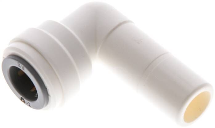Connettore push-in angolare 1/2" (12,7 mm) nipplo spinato-3/8" (9,52 mm) tubo flessibile, IQS-LE