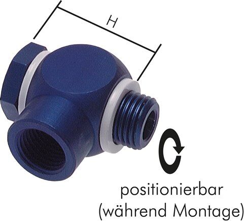 Winkel-Verschraubung G 1/4" AG/IG, Aluminium, Hohlschraube