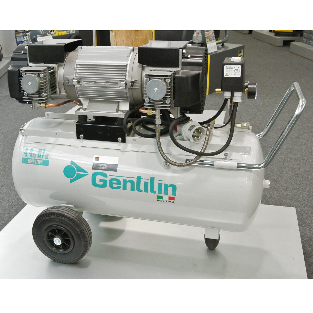 Gentilin ESK480/100 · 300 l/min · 10 bar · 3,1 kW · ölfreier Kolbenkompressor · ca. 1 Bh