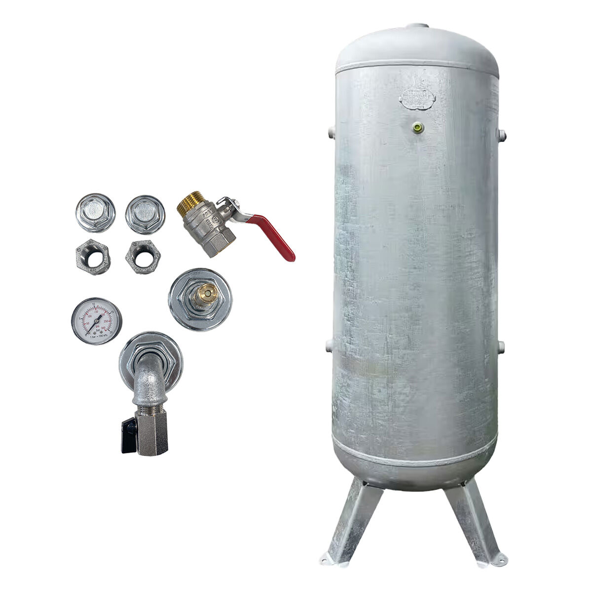 Druckluftbehälter 270 lt, 11 bar, Stahl verzinkt, AD 2000 mit Armaturensatz, 1830126068