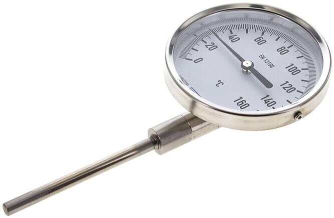 Thermomètre bimétallique, vertical D100/0 à +160°C/100mm