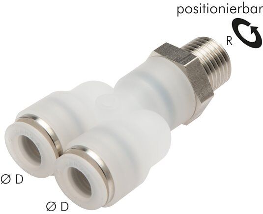 Connettore a Y a pressione G 1/8"-8mm, IQS-PVDF