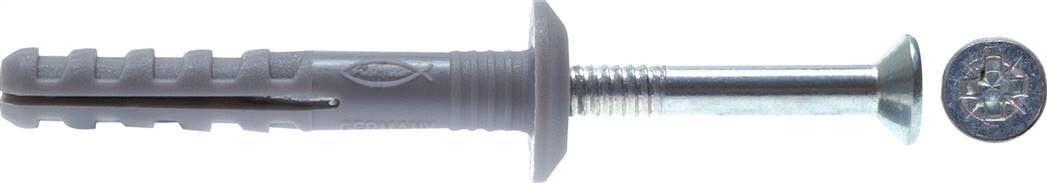 Tassello per chiodi FISCHER 6x40, confezione da 100 pezzi, con bordo piatto (testa a fungo 13 mm)
