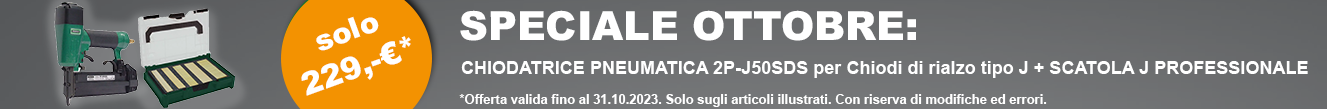 Speciale Ottobre: CHIODATRICE PNEUMATICA 2P-J50SDS per Chiodi di rialzo tipo J + SCATOLA J PROFESSIONALE solo 229,-€!