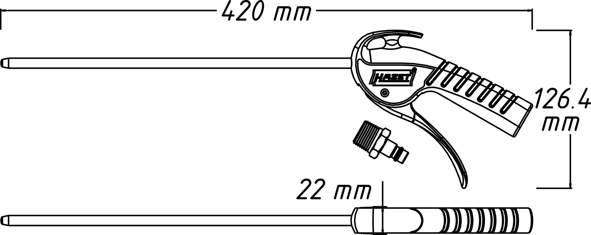 HAZET Pistola di soffiaggio - 300 mm 9040P-2