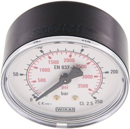 Manometer waagerecht (KU/Ms), 63mm, 0 - 250 bar, G 1/4"