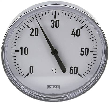 Bimetallthermometer, waagerecht D100/0 bis +60°C/100mm, Kunststoffgehäuse
