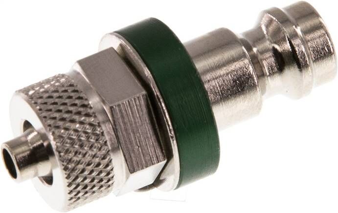Tappo di accoppiamento (NW5) tubo 6x4mm, ottone nichelato, verde, ottone nichelato